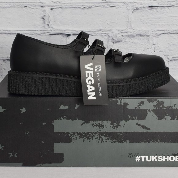 T.U.K Shoes - NEW IN BOX T.U.K. Footwear Women's Black TUKskin Pointed 3-Strap Mary Jane Shoes